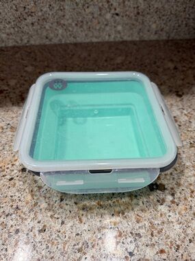 Collapsible Square Food Storage Container - Aqua